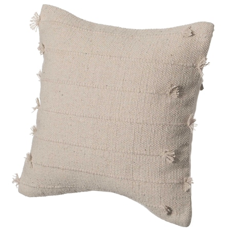 Deerlux 16" Handwoven Cotton Throw Pillow Cover with Drawstring, Natural QI004309.DS